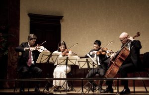 James Ehnes and the Ehnes Quartet: Amy Schwartz Moretti (violin), Richard O'Neill (viola), and Robert deMaine (cello). deMaine was recently replaced by Edward Arron.