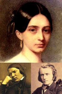 Clara Schumann, Robert Schumann (bottom left) and Johannes Brahms