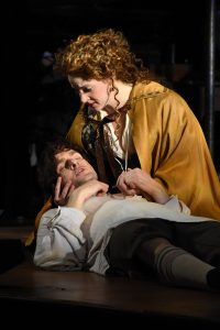 Michael Kelly as Edward Kynaston and Maeve Höglund as Margaret Hughes, Photo: Tina Buckman