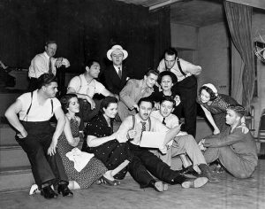 Marc Blitzstein (center) with the original 1937 cast of The Cradle Will Rock