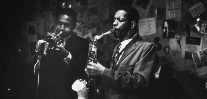 17th November 1959: Ornette Coleman plays the saxophone and Don Cherry (1936-1995) plays the trumpet at the 5 Spot Cafe, New York City. Bob Parent/Hulton Archive/Getty Images