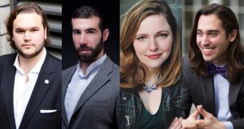 tenor Matthew Cairns, bass-baritone Vartan Gabrielian, mezzo-soprano Jamie Groote, and Alex Soloway as a pianist and intern coach