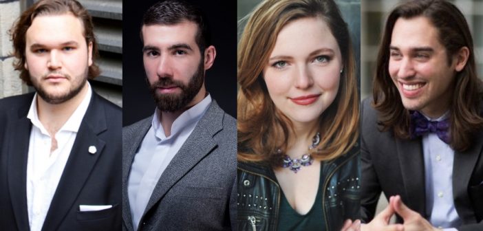 tenor Matthew Cairns, bass-baritone Vartan Gabrielian, mezzo-soprano Jamie Groote, and Alex Soloway as a pianist and intern coach