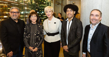 Marc Hervieux, Conservatoire de musique et d'art dramatique du Québec Director, Madeleine Careau, OSM Chief Executive Officer, Isabelle Brais, épouse du premier ministre du Québec, Rafael Payare, OSM Music Director, Hugues Cloutier, Conservatoire de musique de Val-d’Or Director (Photo provided by the OSM)