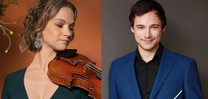 Hilary Hahn (left) and Nicolas Ellis (right)