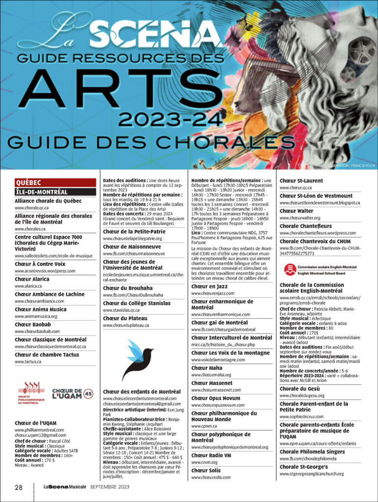 Page 1 du Guide des Chorales 2023