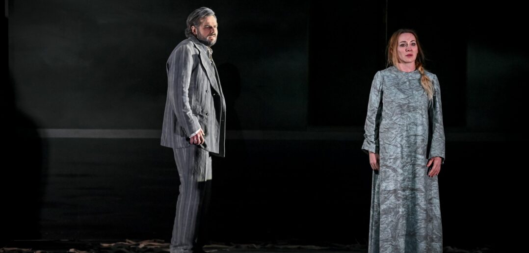 Scene from Rusalka at the Janáček Theatre. Two people on stage.