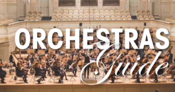 "Orchestras guide" text overtop of image of an orchestra