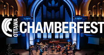 Ottawa Chamberfest logo overlay on a background of a chamber orchestra