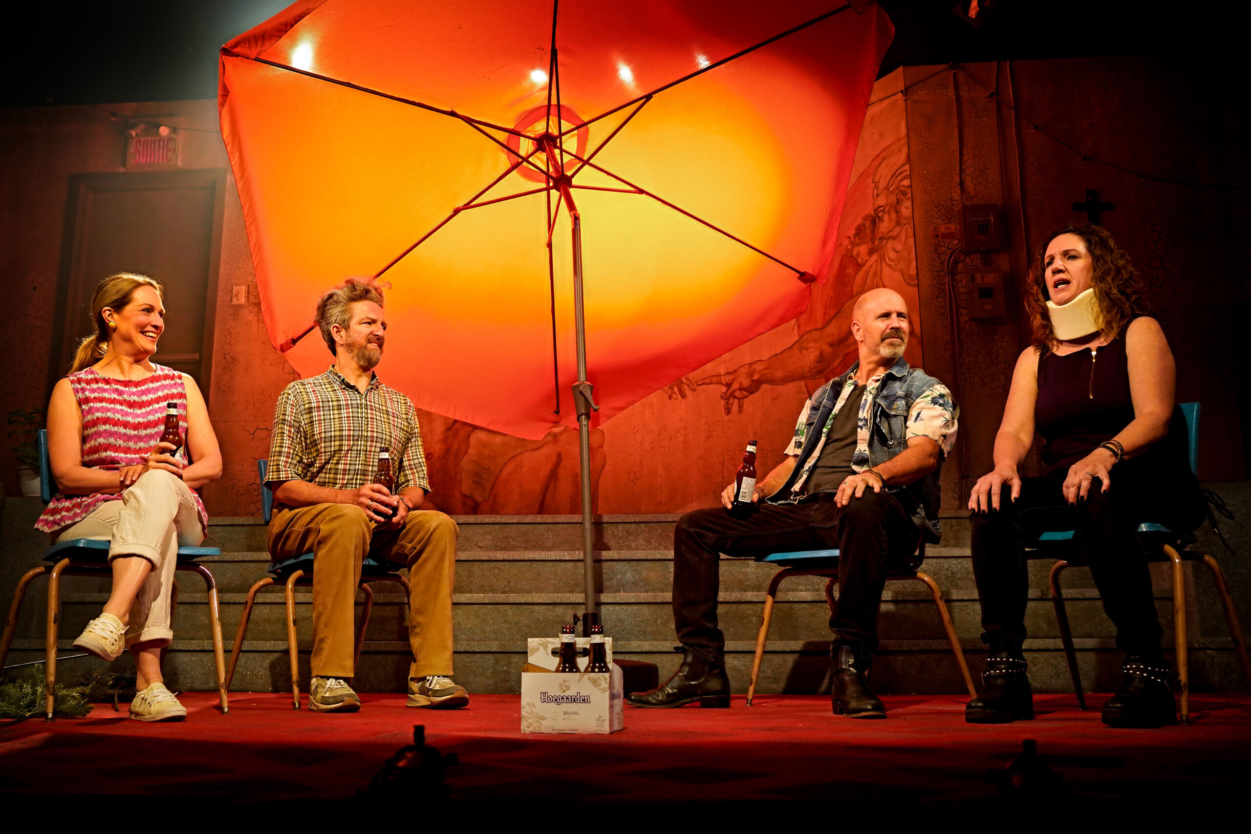 Louise Cardinal. Luc Bourgeois, Sébastien Gauthier et Mélanie St-Laurent sont les comédiens fondateurs du Petit Théâtre du Nord (dans l'ordre habituel). Crédit photo: François Larivière