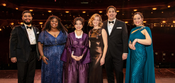 Laffont Competition Grand Finals Winners Gabriel Natal-Báez, Elizabeth Hanje, Song Hee Lee, Shannon Crowley, Robert Wente, and Anna Thompson. Photo: Natalie Powers / Met Opera)