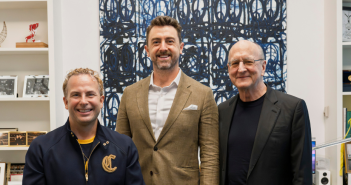 Met Music Director Yannick Nézet-Séguin; tenor Ben Bliss, recipient of the 2026 Beverly Sills Award; and Met General Manager Peter Gelb. Photo: Jonathan Tichler / Met Opera