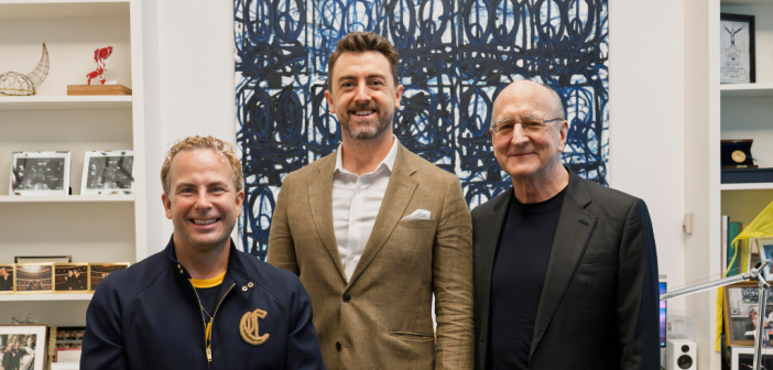 Met Music Director Yannick Nézet-Séguin; tenor Ben Bliss, recipient of the 2026 Beverly Sills Award; and Met General Manager Peter Gelb. Photo: Jonathan Tichler / Met Opera